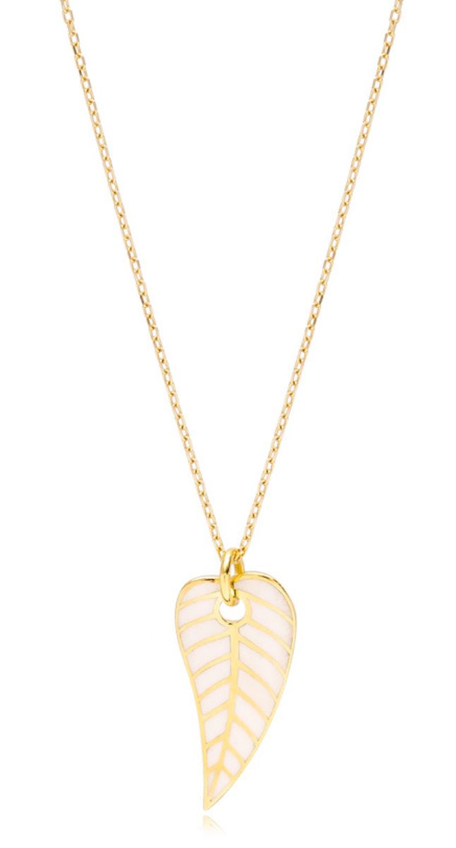 aegeanblue White Leaf Necklace - Gold plated sterling silver