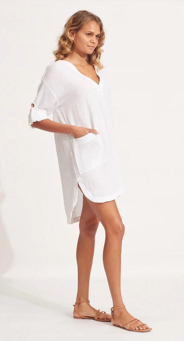 Seafolly Ladies Doublecloth Essential Cover Up Carla Swimwear