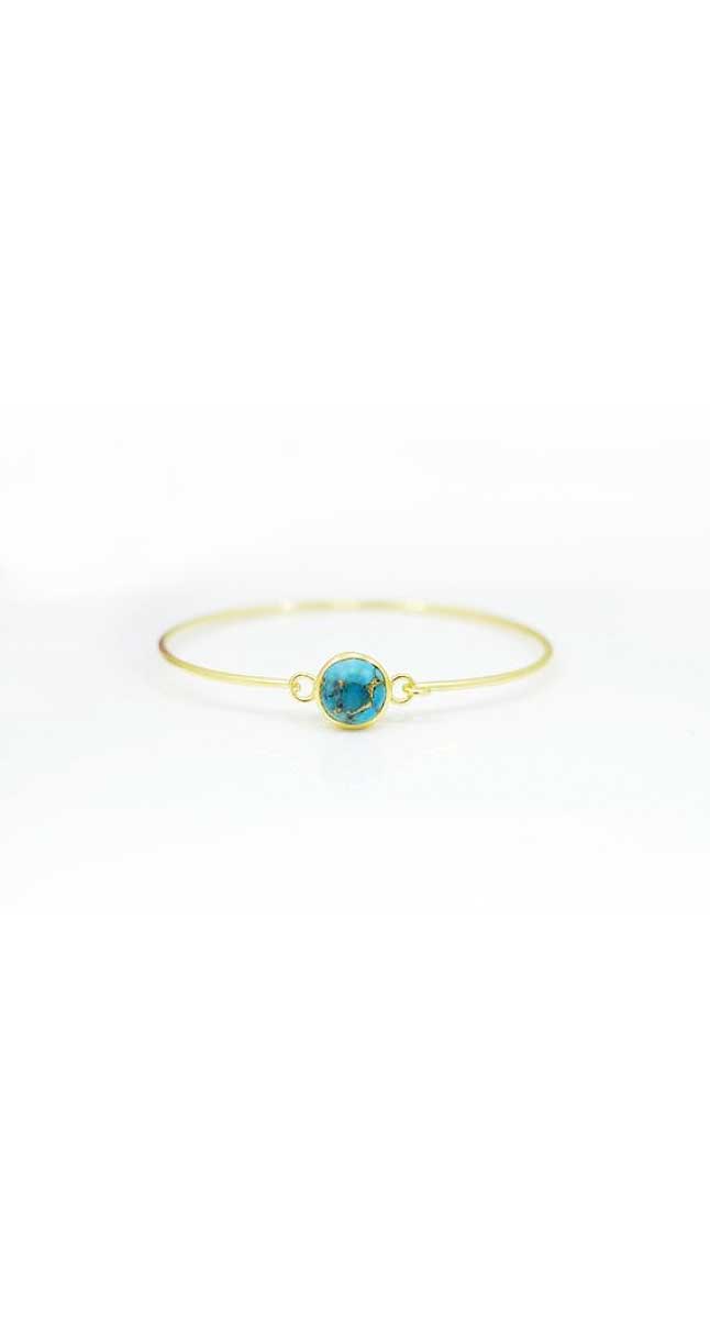 aegeanblue Blue Copper Turquoise Bangle Size: 60 mm Gold Plated – Sterling Silver 925