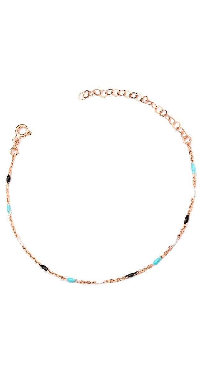 aegeanblue colours of life anklet - Handcrafted 925 silver in Rose Gold