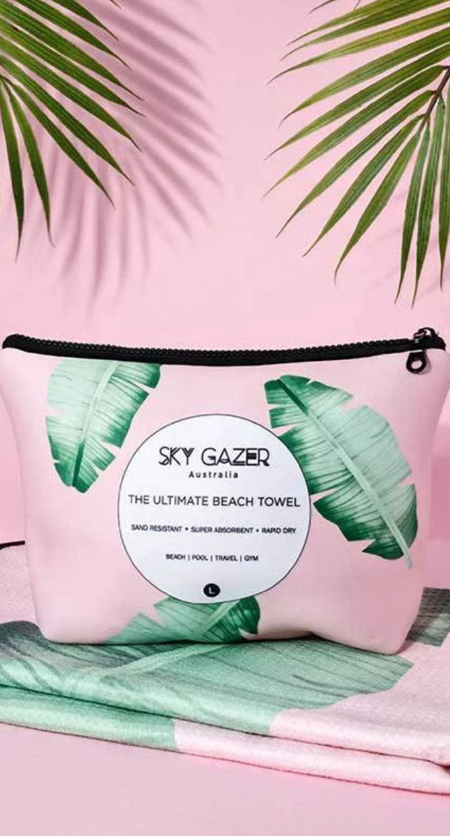 Sky Gazer Luxury beach Towel in Pouch - Balmoral