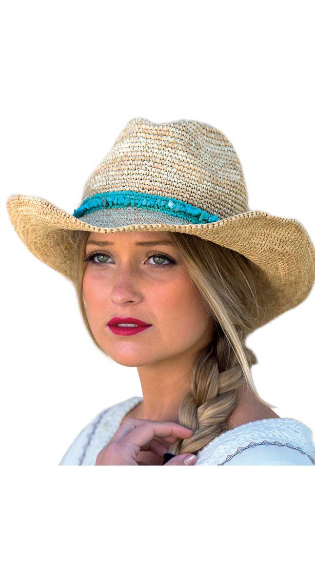 Summer Living Lux Castaway Raffia Cowboy In Turquoise