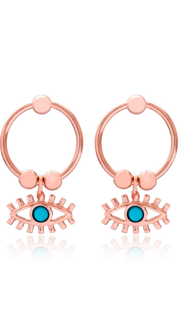 aegeanblue Nikki eye earrings handmade in 925 sterling silver and rose