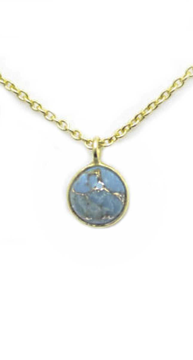 aegeanblue Blue Copper Turquoise Necklace Length: 50 + 5 cms Gold Plated – Sterling Silver 925