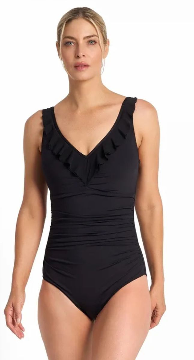 Cosmopolitan DDE Ruch Mesh Frill One Piece Swimsuit Blk