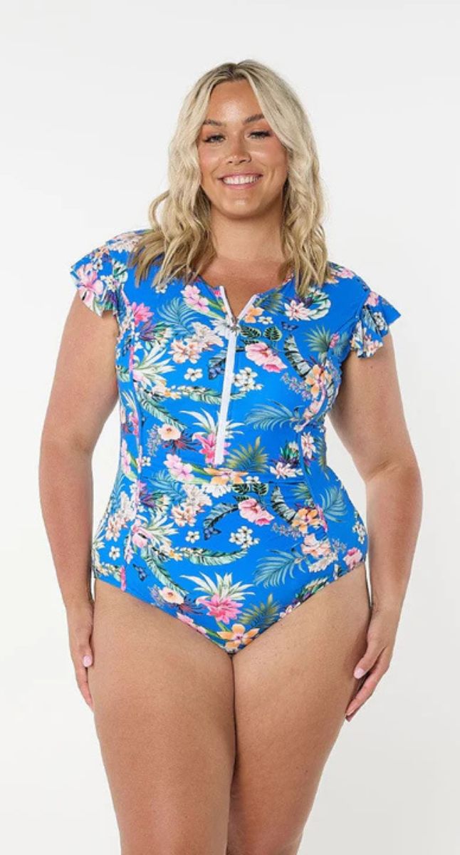 Capriosca Florida Frill Sleeve One Piece