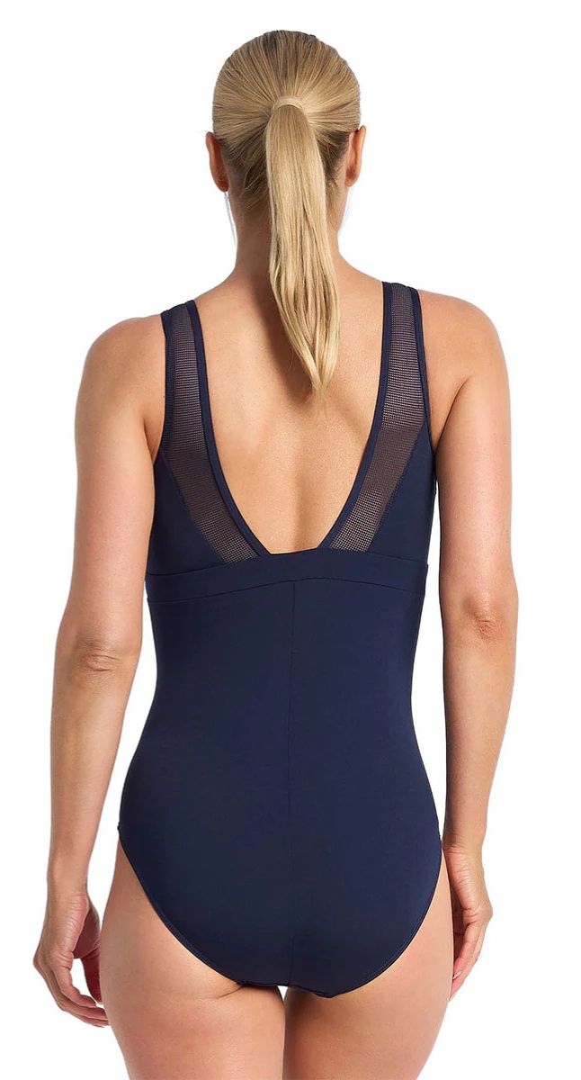 Rozella Taped High Neck Mast 1Pc - Navy