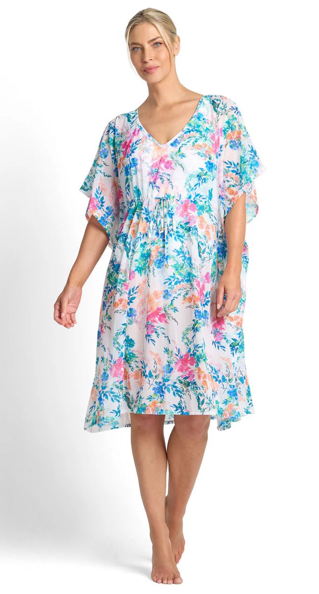 Fresia Mesh Capri Kaftan - White