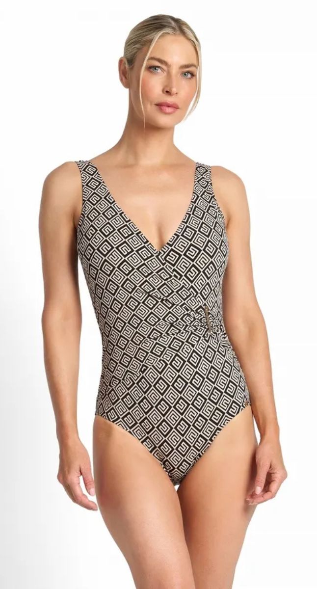 Geneva Bar Surplice One Piece Swimsuit - Black