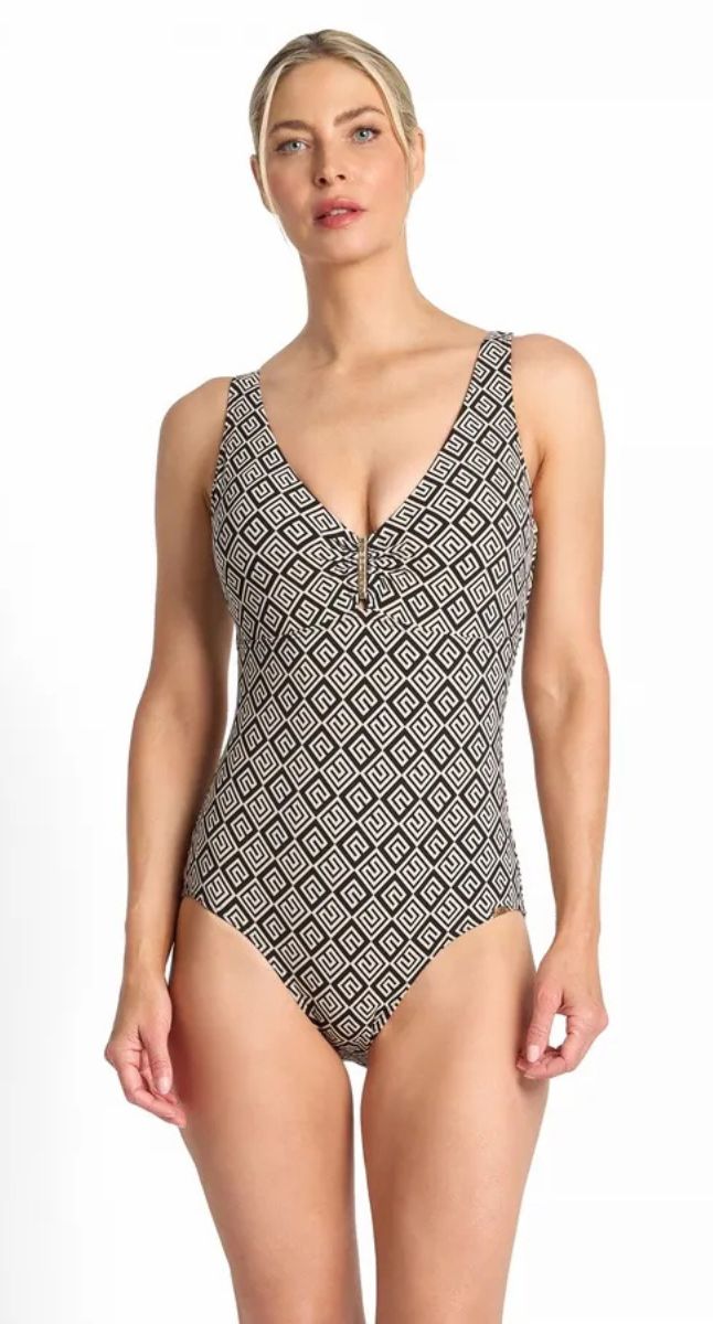 Geneva DD/E Bar Front One Piece Swimsuit - Black