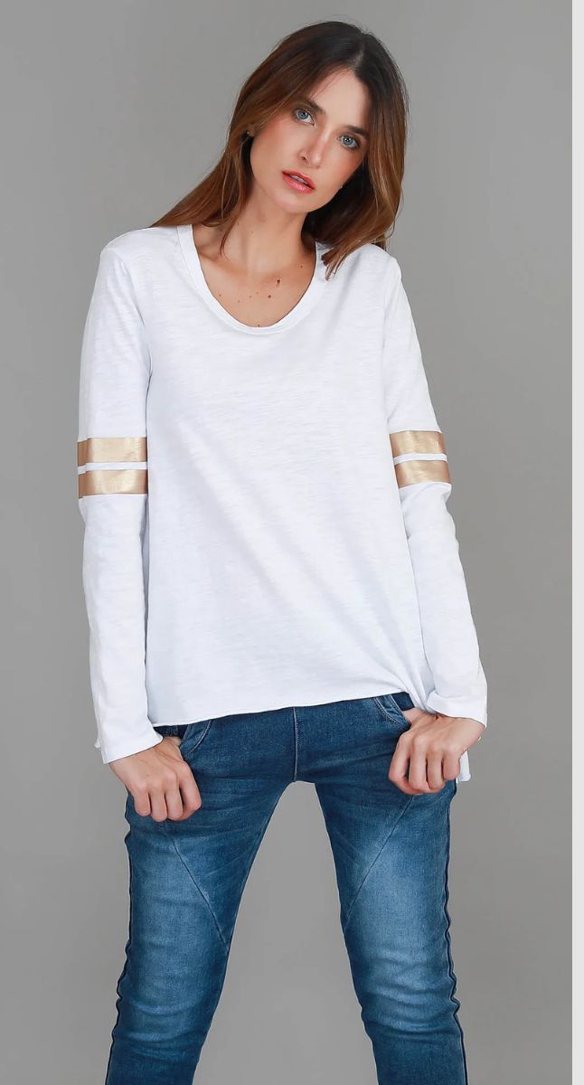 Kiara Twin Gold Stripe Tee