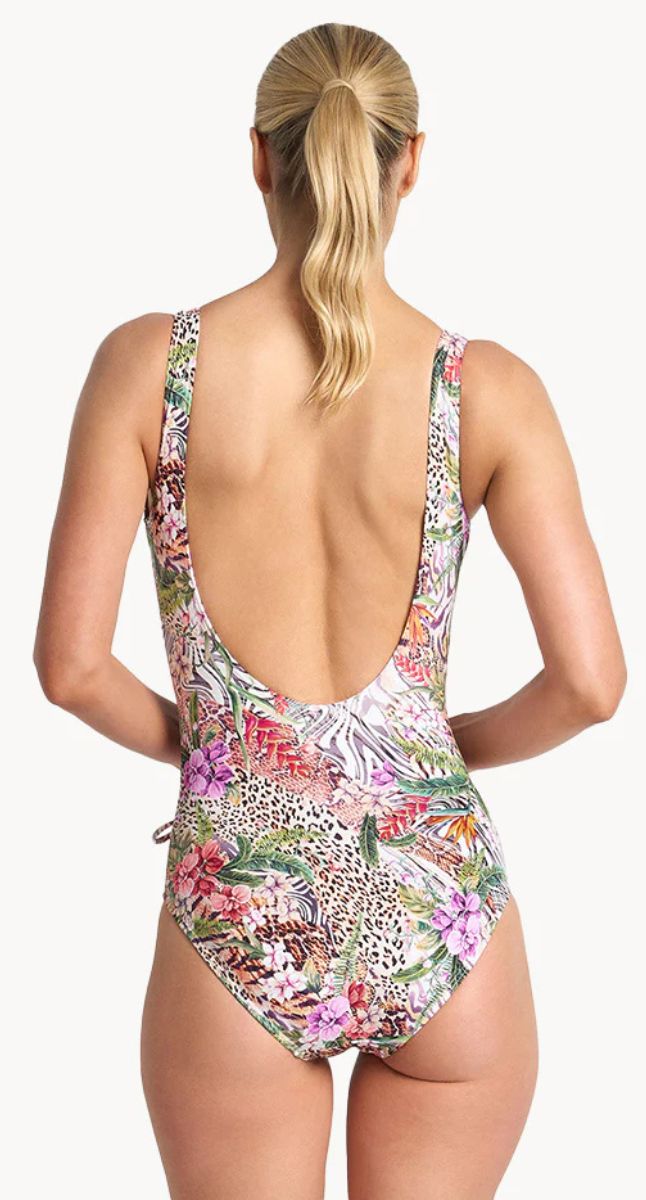 Lilymaze Gathered Surplice One Piece Swimsuit - Skin
