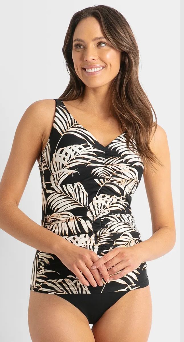 Mae F/G Ruched Singlet - Black