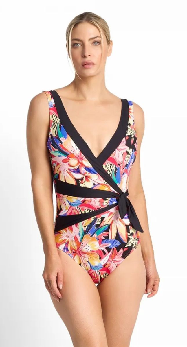 Mandalay Sash Surplice One Piece Swimsuit - Black