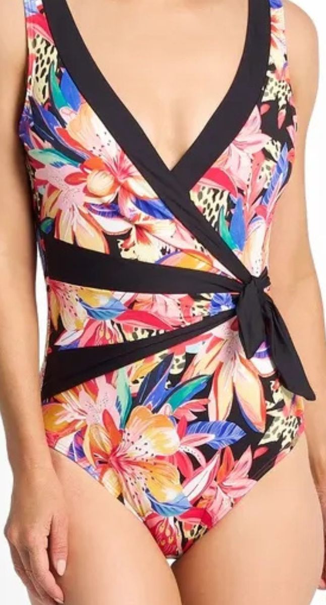 Mandalay Sash Surplice One Piece Swimsuit - Black