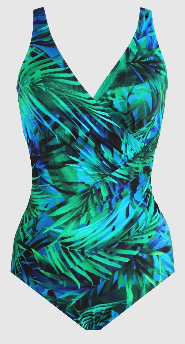 Palm Reeder Oceanus V Neck One Piece Shaping Swimsuit