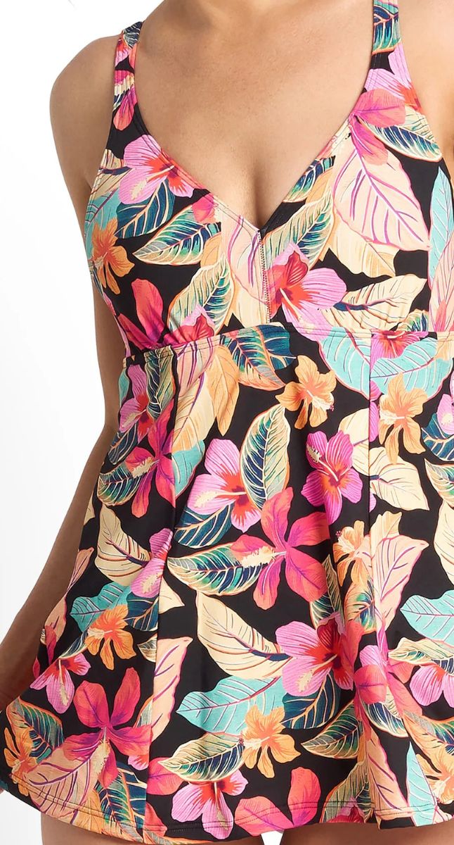 Phuket Multi Swim Dress One Piece Swimsuit - Black