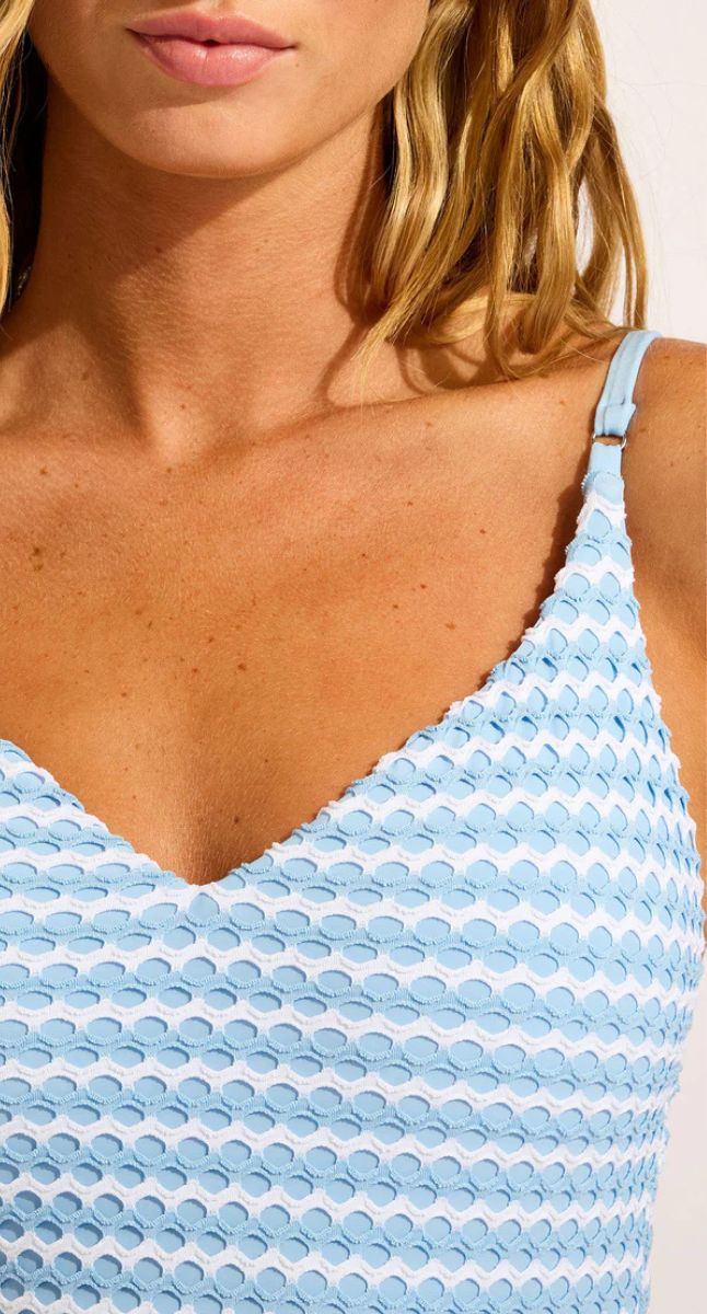Seafolly Mesh Effect V Neck One Piece