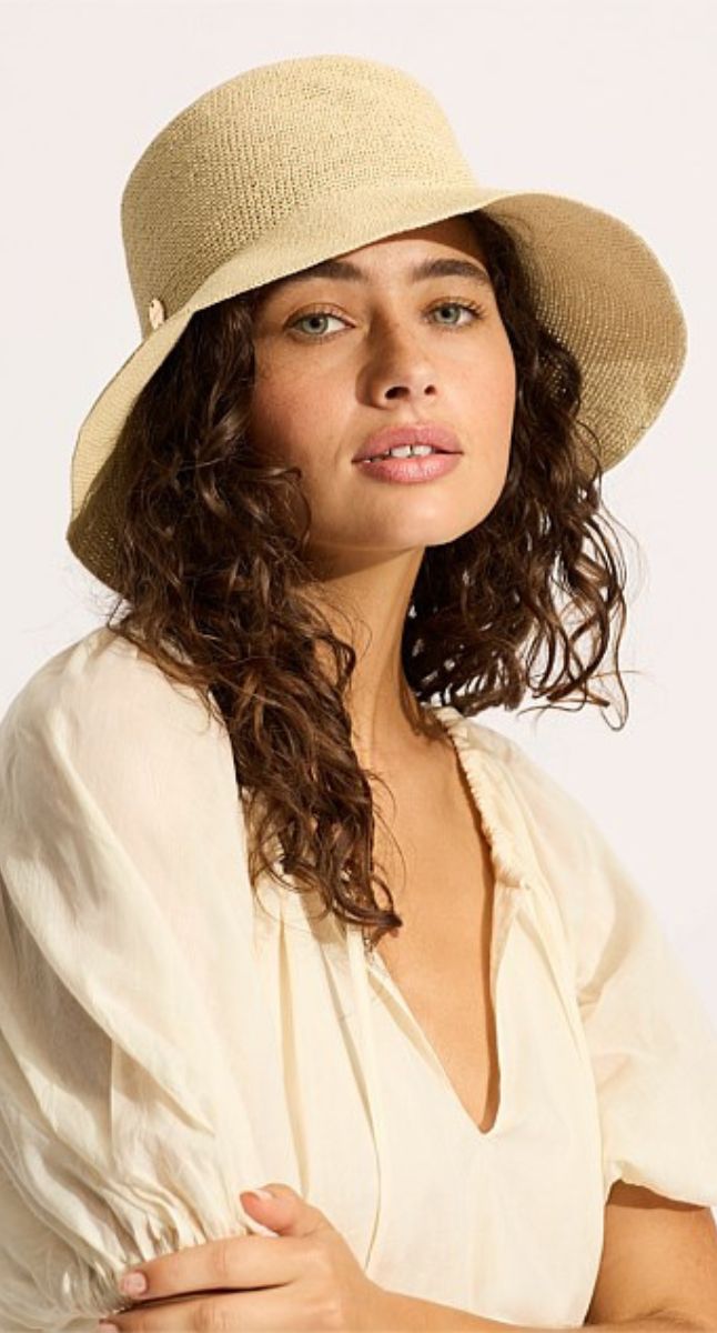 Seafolly Shadylady Packable Raffia Bucket Hat