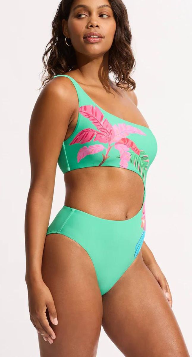 Seafolly Tropica One Shoulder Cut Out One Piece