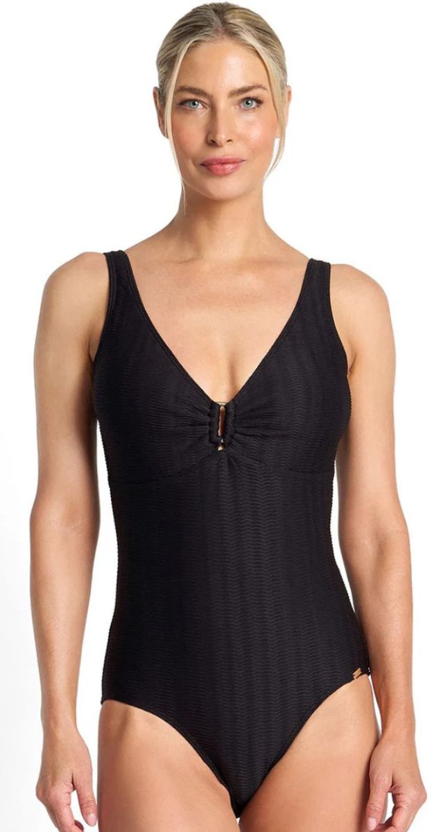 Sky High Buckle One Piece Swimsuit - Aqua