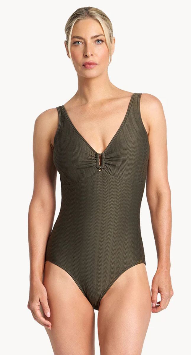 Sky High Buckle One Piece Swimsuit - Aqua