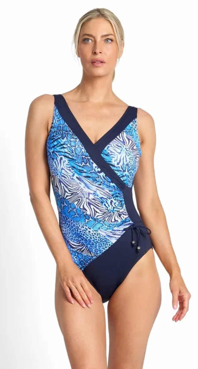 Tigeress DD/E Gathered Surplice One Piece Swimsuit Navy