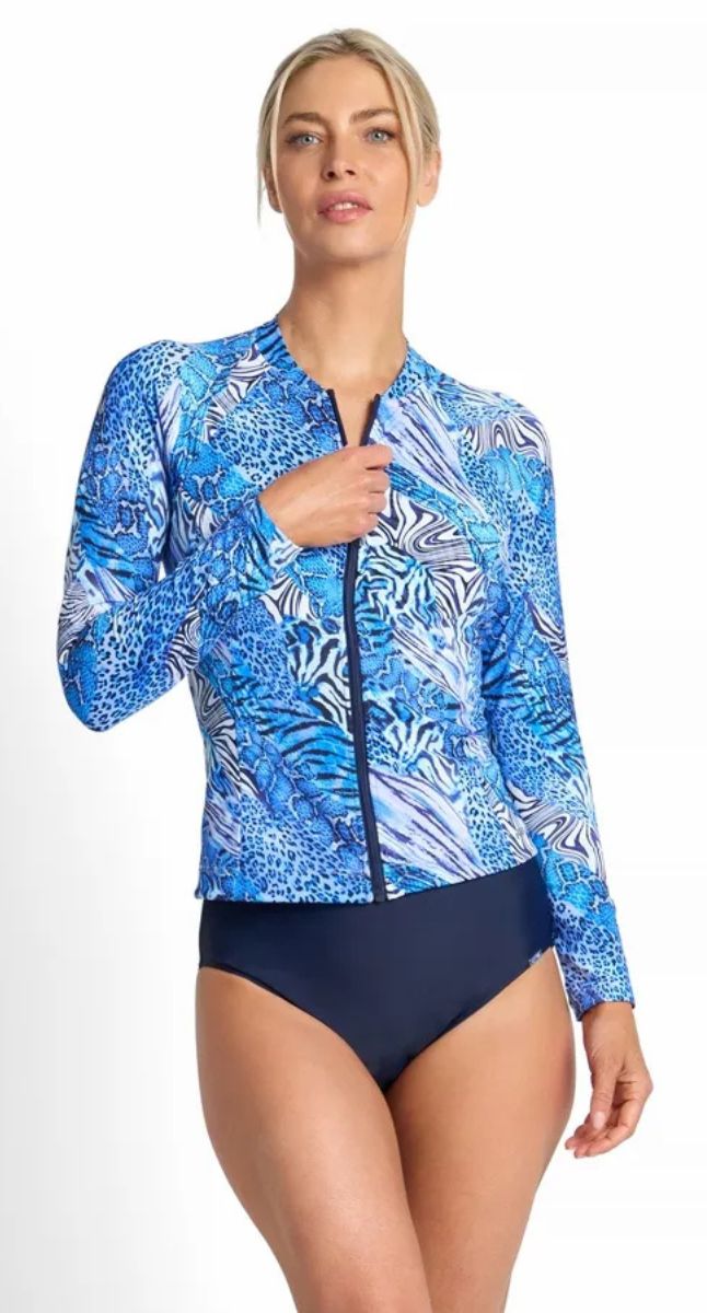 Tigeress Long Sleeve Mastectomy suitable Rashie - Navy