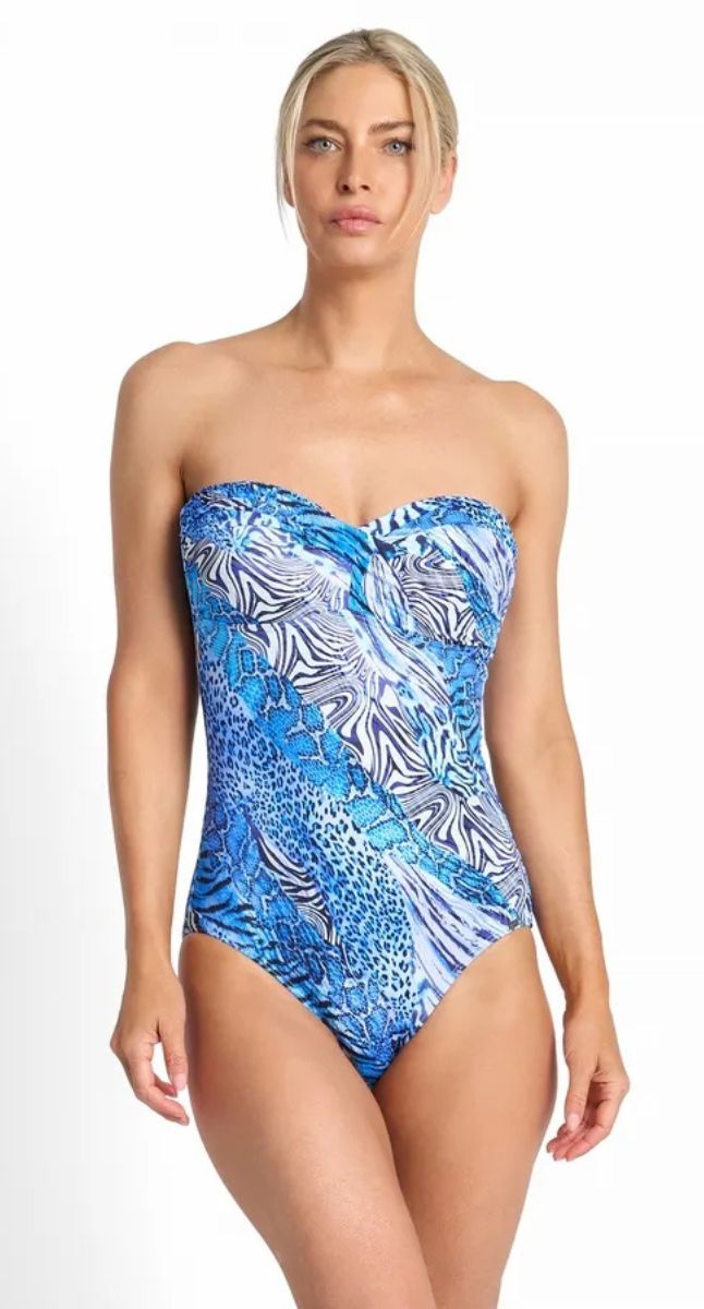 Tigeress Twist Bandeau One Piece Swimsuit - Navy