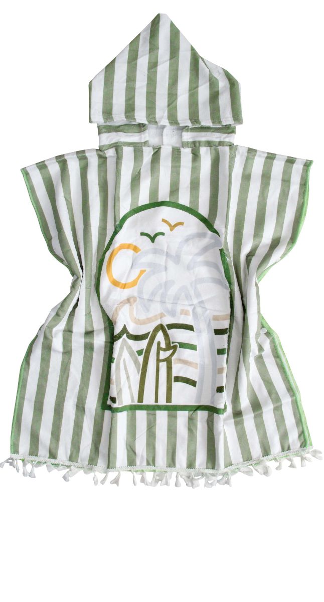 Kids Towel Poncho Summer Green