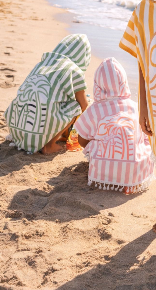 Kids Towel Poncho Summer Green