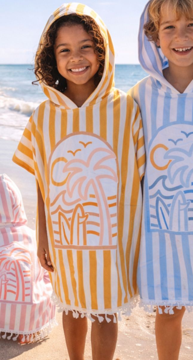 Kids Towel Poncho Summer Musta