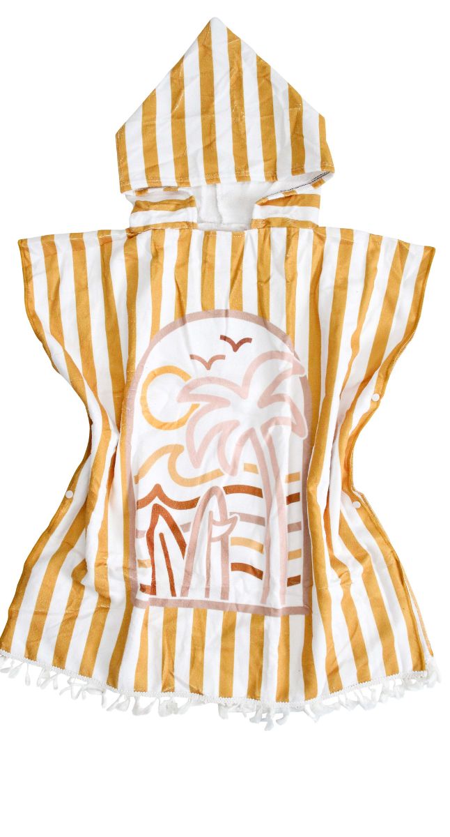 Kids Towel Poncho Summer Musta