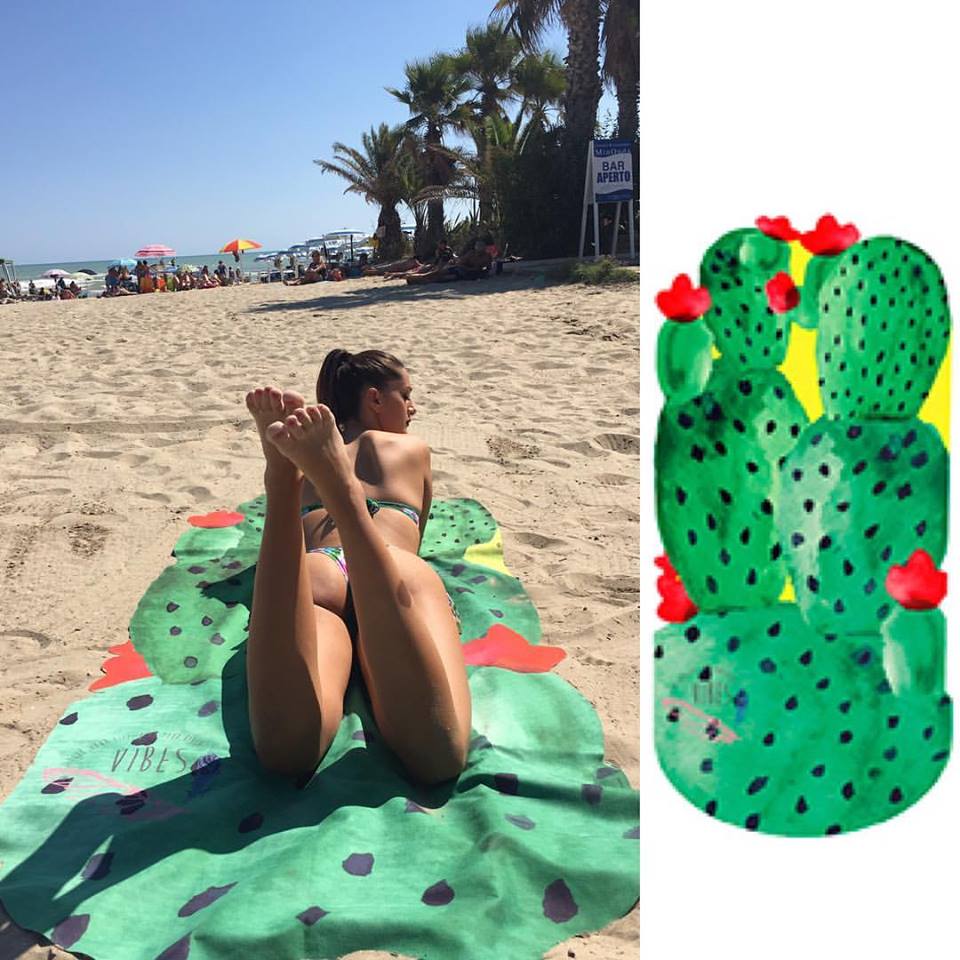 Vibes Cactus Ultramicrofibre Towel - Made in Italy 1900x900mm