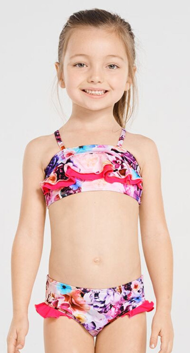 Aqua Blu Kids Peony Frill Bikini Set