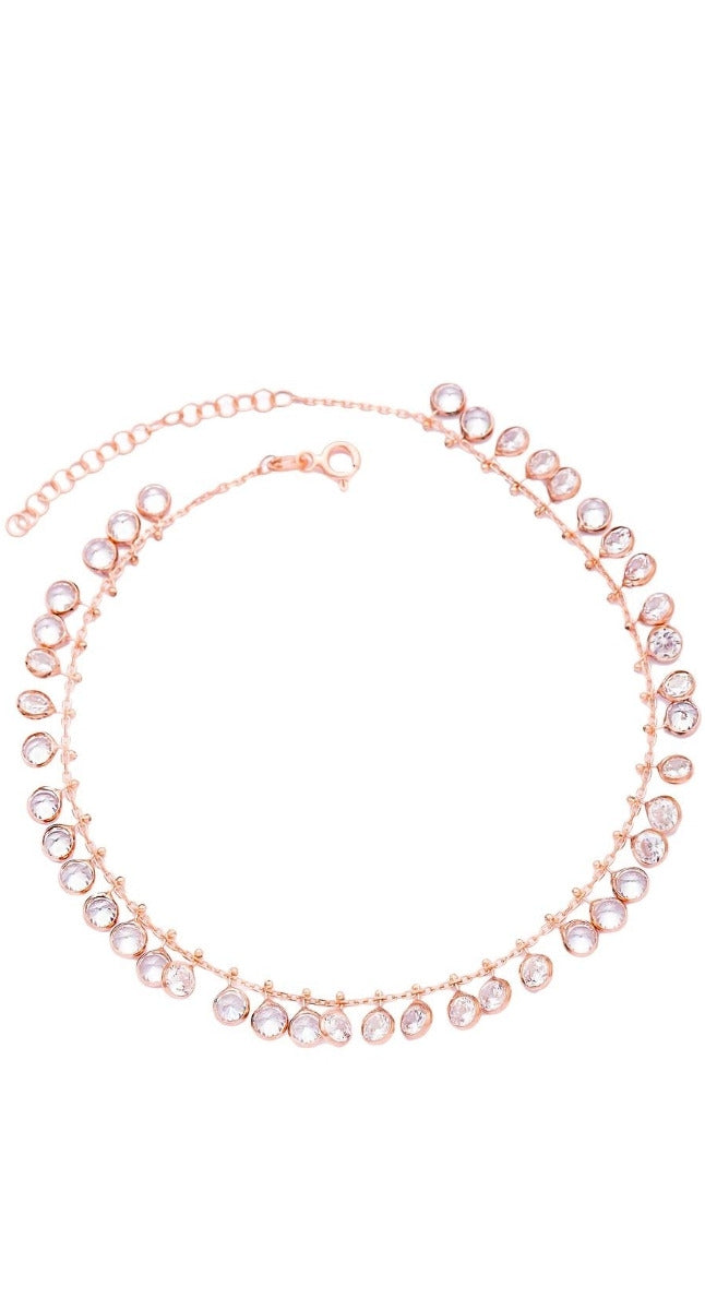 aegeanblue drops from heaven anklet handcrafted in 925 sterling silver and rose gold