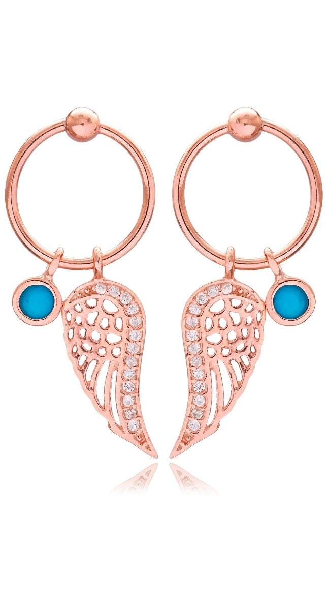 aegeanblue angel wings earrings handmade in 925 sterling silver and rose gold