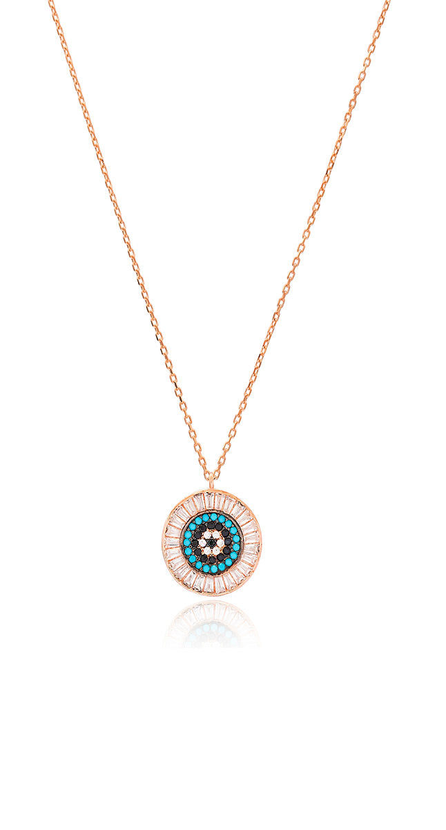 aegeanblue Paros Baguette Pendant Necklace handmade in Sterling Silver and Rose Gold