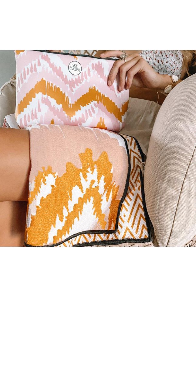 Sky Gazer Luxury beach Towel in Pouch - Airlie