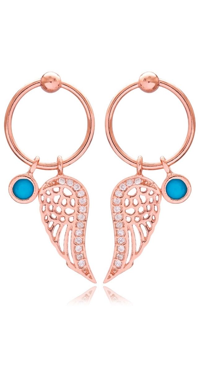 aegeanblue angel wings earrings handmade in 925 sterling silver and Gold