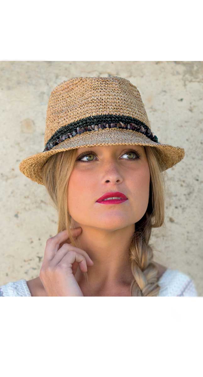 Rigon Black Castaway Raffia Trilby