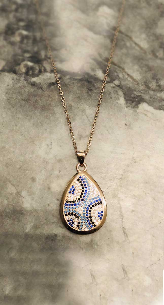 Blue Lagoon Eye Necklace - Rose Gold