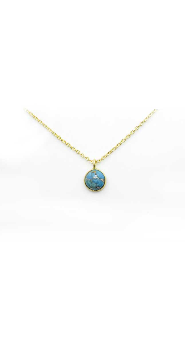 aegeanblue Blue Copper Turquoise Necklace Length: 50 + 5 cms Gold Plated – Sterling Silver 925