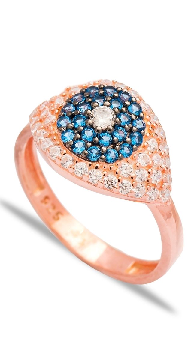 aegeanblue Aquamarine Stone Iris ring - handmade in sterling silver with rose gold plating
