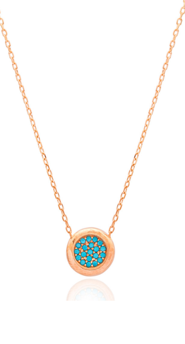 aegeanblue Ithaki Turquoise Necklace handcrafted in Sterling Silver, Rose Gold and Turquoise Stones