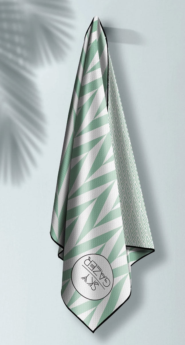 Sky Gazer Luxury beach Towel in Pouch - Noosa Mint