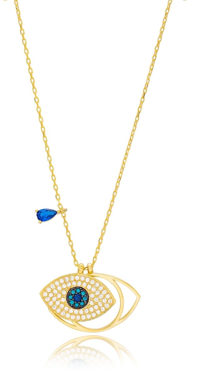 aegeanblue petite eye charms necklace - handmade in sterling silver with gold plating