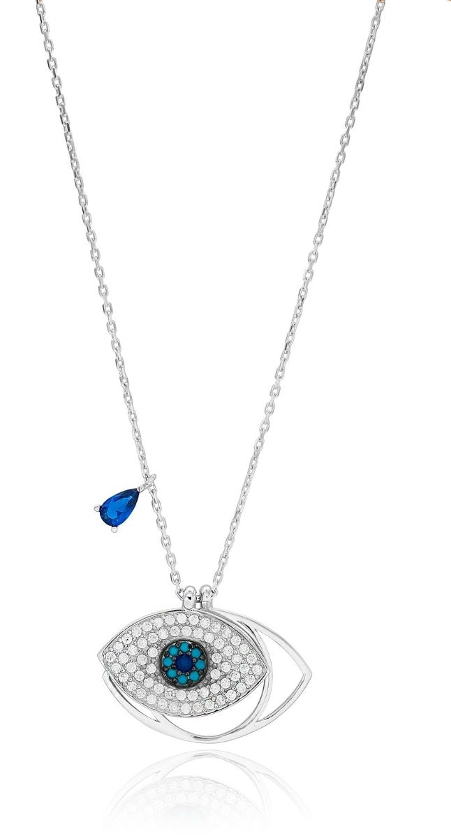 aegeanblue petite eye charms necklace - handmade in sterling silver