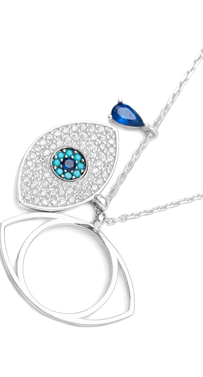 aegeanblue petite eye charms necklace - handmade in sterling silver