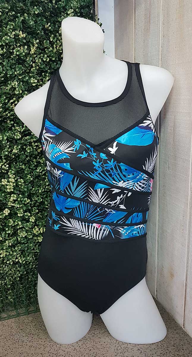Poolproof Palm Orchid Print High Neck Mastectomy Suitable One Piece Swimsuit - Chlorine Resist